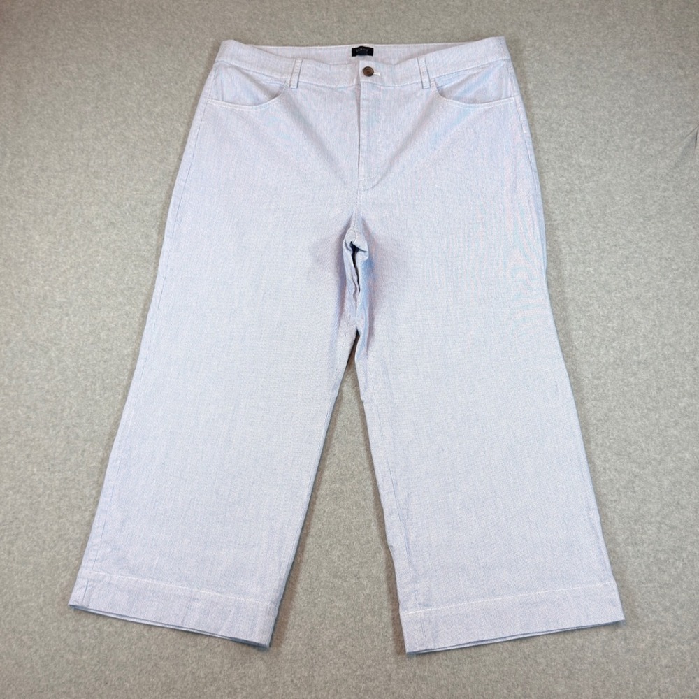 J.Crew Pants Womens 33 Blue Striped Wide Leg Cropped Coastal Nautical Preppy